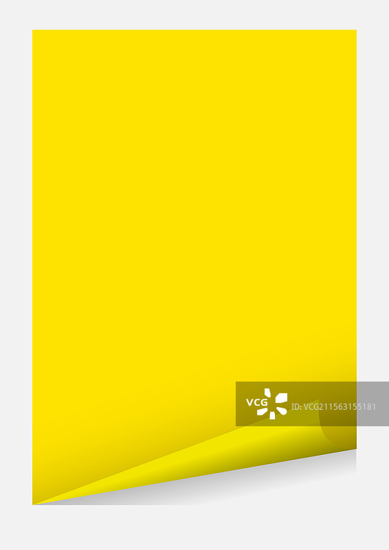黄色A4纸空白卷角模板图片素材