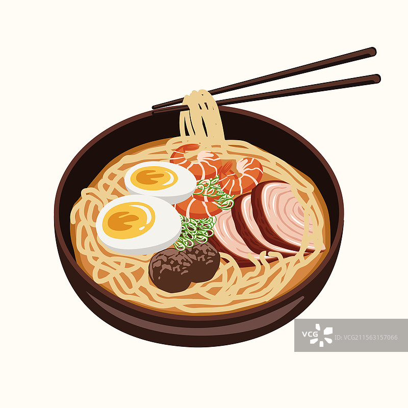 牛肉拉面 - 一碗含有面条和肉块的拉面图片素材