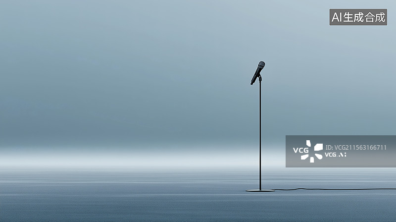 【AI数字艺术】舞台上的麦克风图片素材