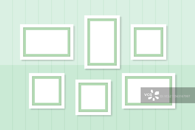 绿色墙壁上的白色相框模板图片素材
