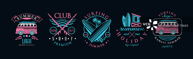 夏威夷海滩冲浪度假俱乐部标志和招牌图片素材