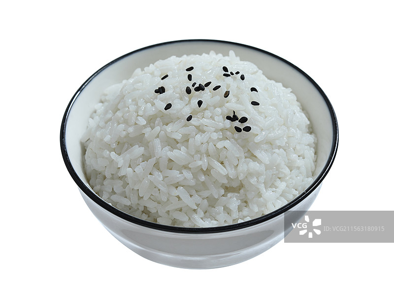 一碗粮食主食大米饭特写的白底图图片素材