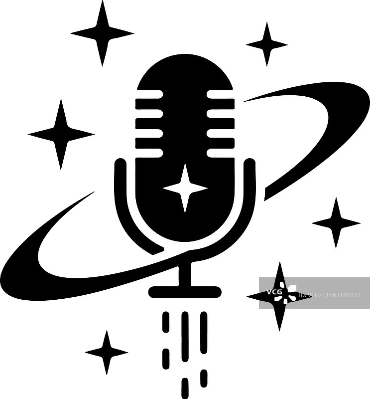 黑白色播客logo麦克风图片素材