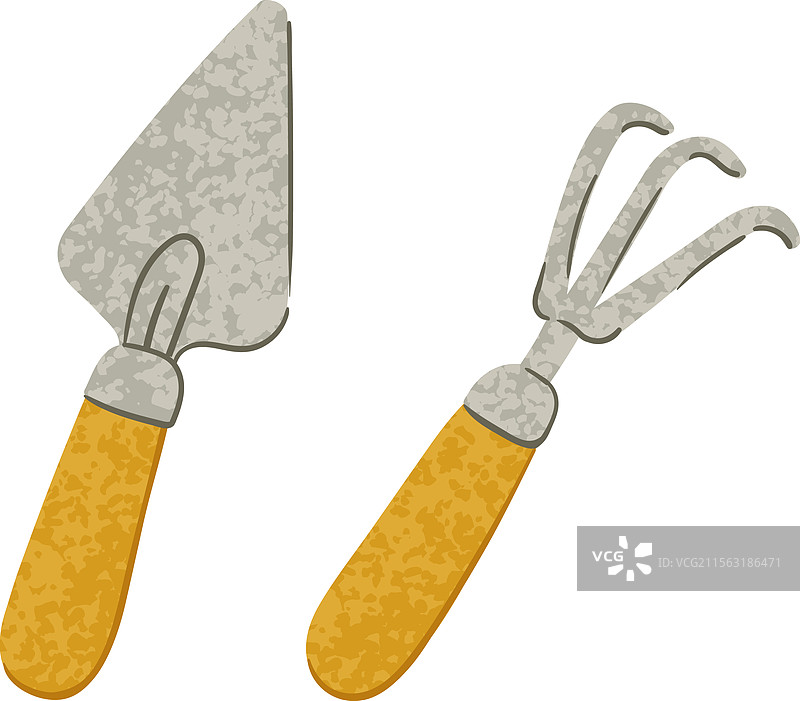 五彩斑斓的锄头和园艺铲图片素材