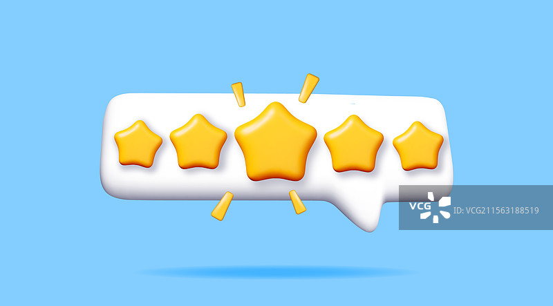 蓝色背景上的三维彩色星形对话气泡图片素材