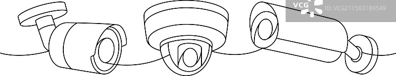 外部监控摄像头的一笔连续画图图片素材