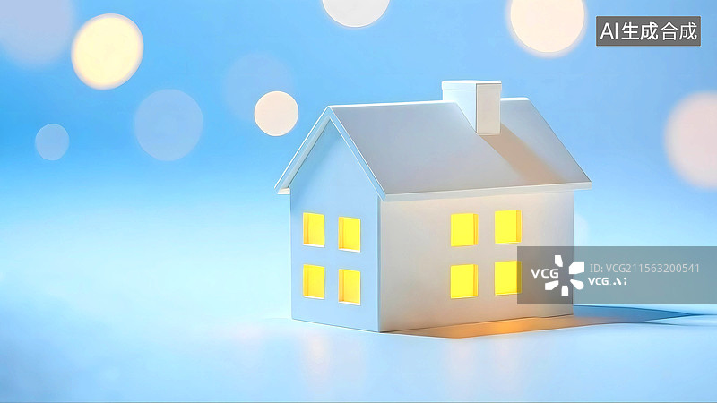 【AI数字艺术】3D三维C4D白色房屋房地产房价住房问题经济投资财富赚钱图片素材