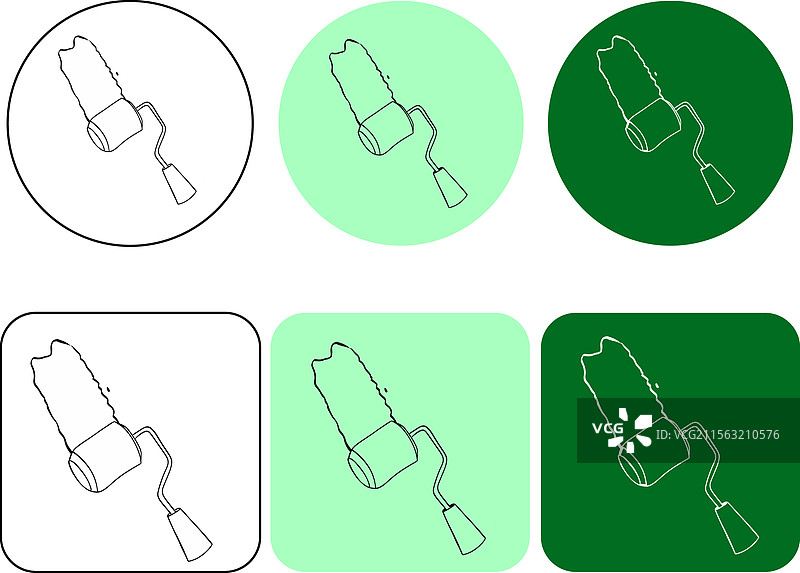 涂料滚筒与笔触图形线条墨水标志图片素材