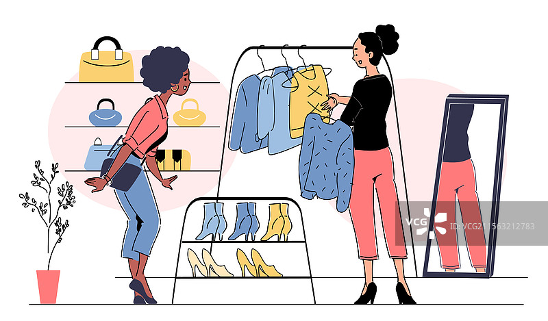 女性在时尚精品店购物图片素材