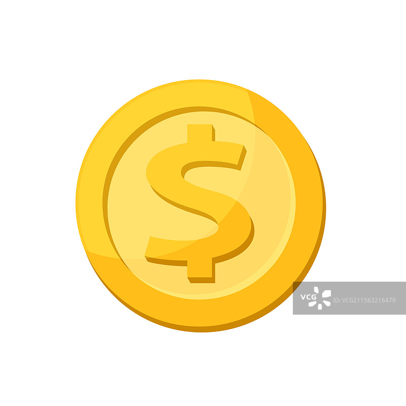 白色背景上的金色奖牌美元硬币图片素材