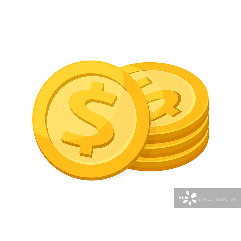 白色背景上的金色奖牌美元硬币图片素材