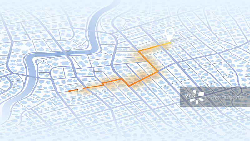 城市顶部视角的GPS地图导航到自己家图片素材