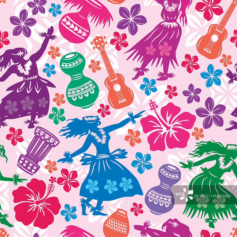 夏威夷无缝图案夏季海滩图片素材