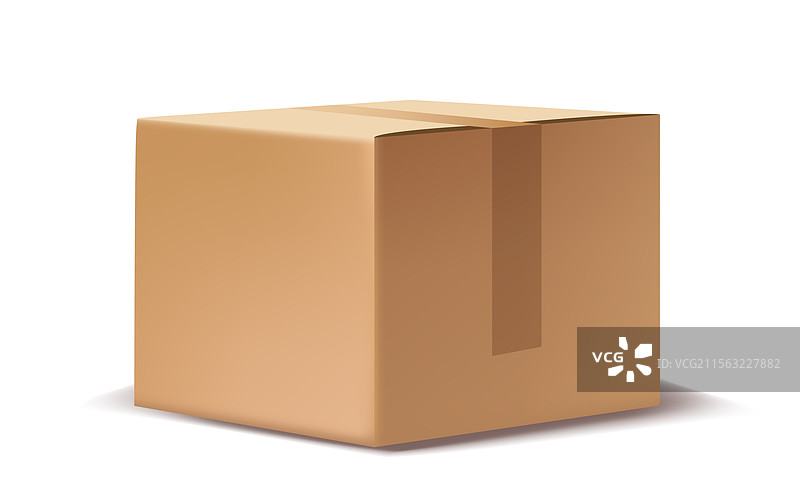白色背景上的棕色纸箱，贴有胶带图片素材