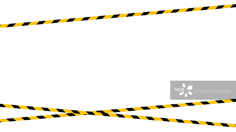 黄色黑色条纹图案的胶带线，孤立展示图片素材