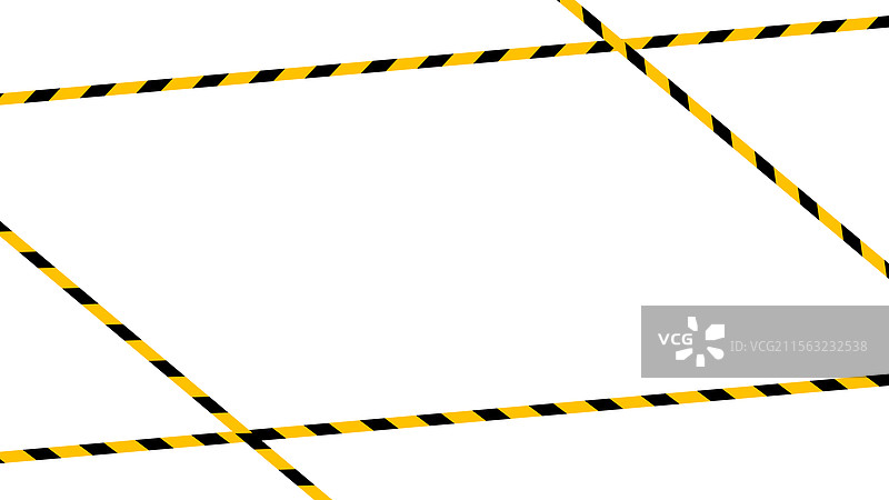 黄色黑色条纹图案的胶带线，孤立展示图片素材