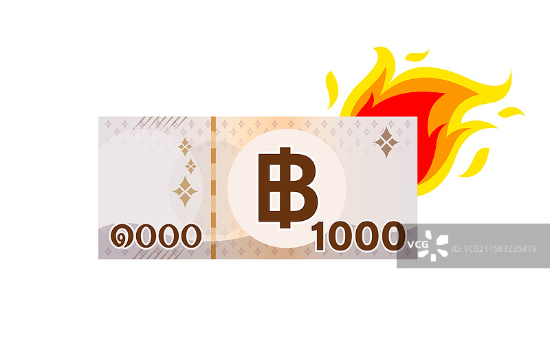 泰国1000铢纸币与火焰符号图片素材