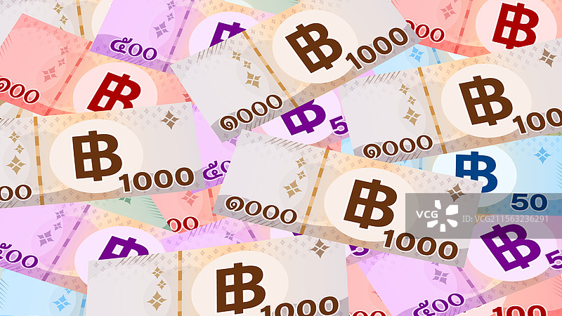 泰铢纸币作为背景的货币图片素材