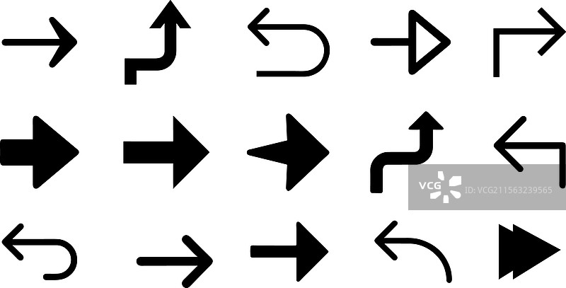 不同箭头符号的集合在白色背景上图片素材