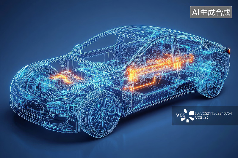 【AI数字艺术】电动汽车内部结构示意图图片素材