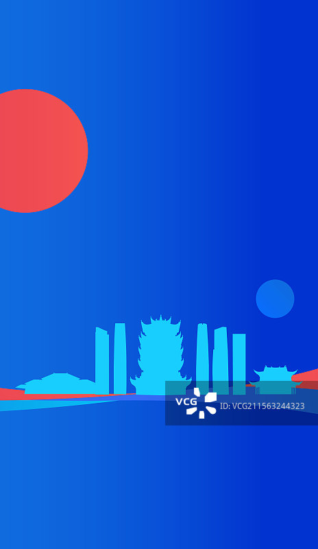 高端精品武汉科技未来企业地标旅游盛典峰会金融城市建设邀请函矢量插画图片素材