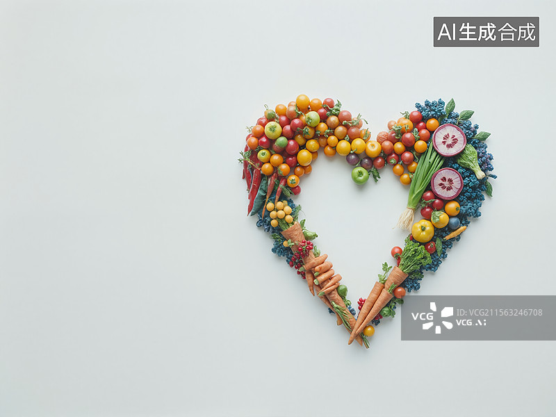 【AI数字艺术】心形果蔬拼盘图片素材