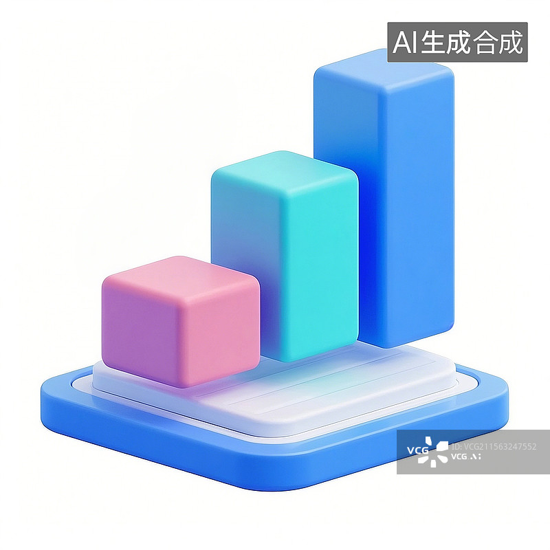 【AI数字艺术】3D彩色柱状图图片素材