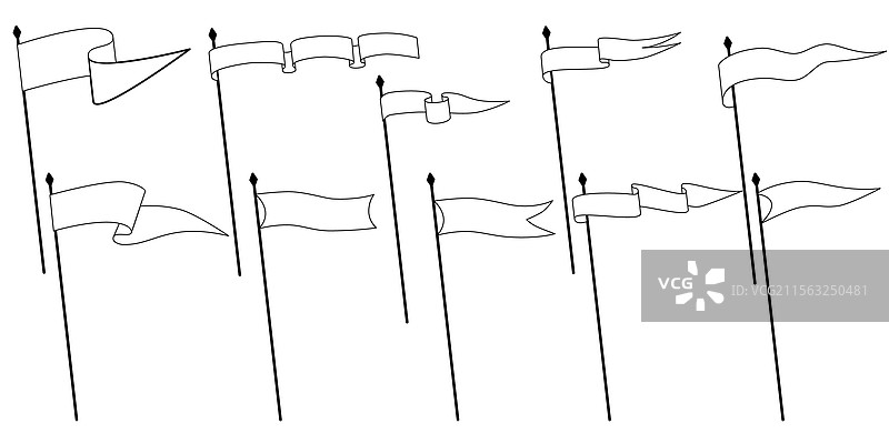 复古的旗帜横幅和飘扬的挂饰图片素材