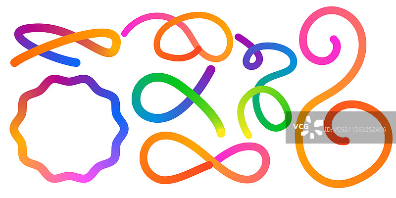 抽象彩色彩虹渐变形状集图片素材