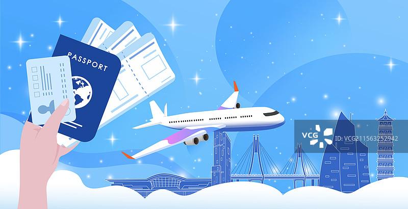湛江旅游假期休假出行国内游乘坐飞机直达护照机票图片素材