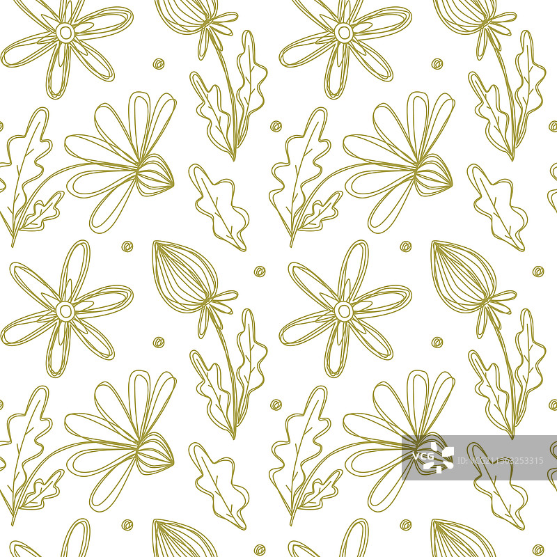 无缝涂鸦花卉植物图案图片素材