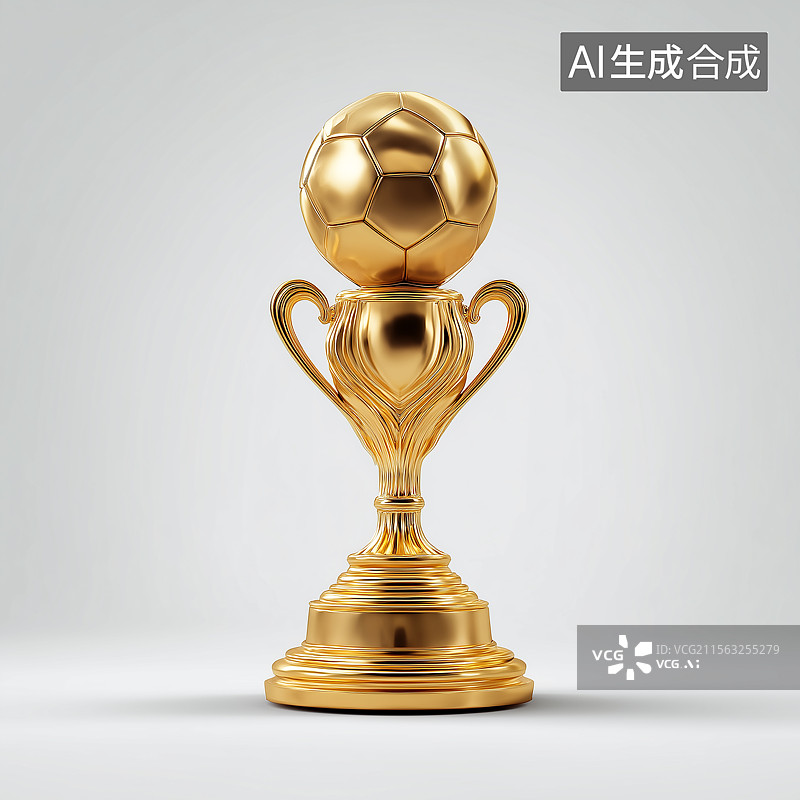 【AI数字艺术】金色足球奖杯图片素材