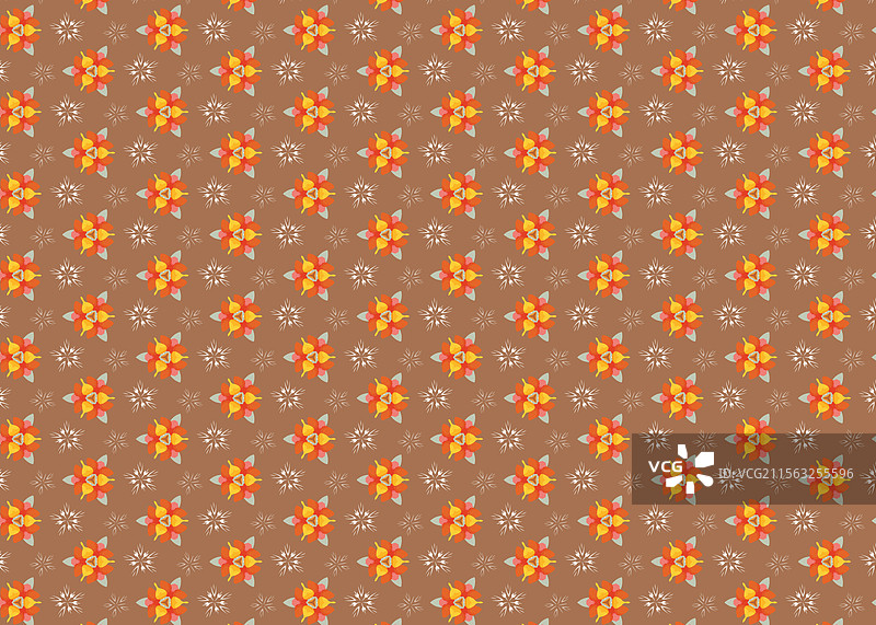 棕色背景上的秋季花卉图案图片素材