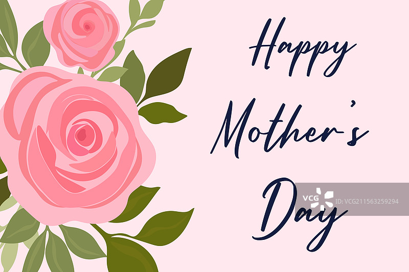 母亲节贺卡与美丽的猩红玫瑰图片素材