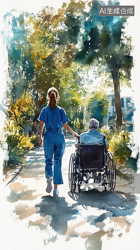 【AI数字艺术】养老院人物插画图片素材