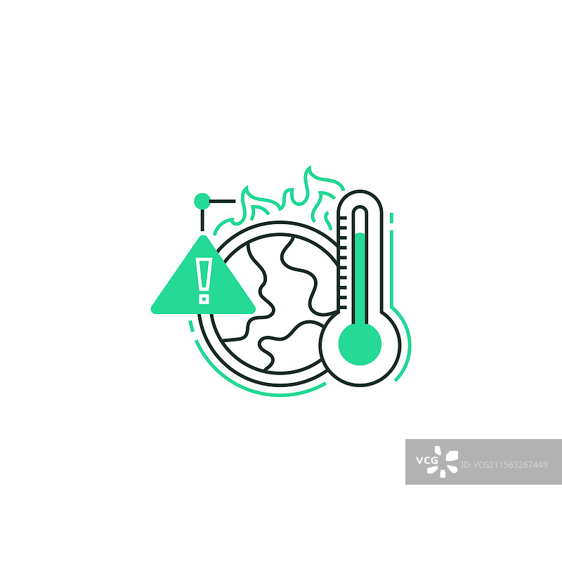全球变暖警告线条图标线性风格图片素材