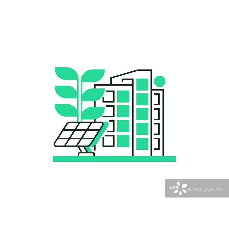 可持续建筑线条图标线性风格标志图片素材