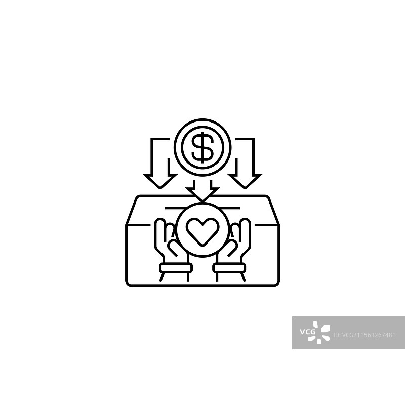 捐款箱线条图标线性风格标志图片素材