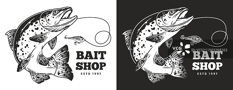 钓鱼饵料店吸引人的标志图片素材