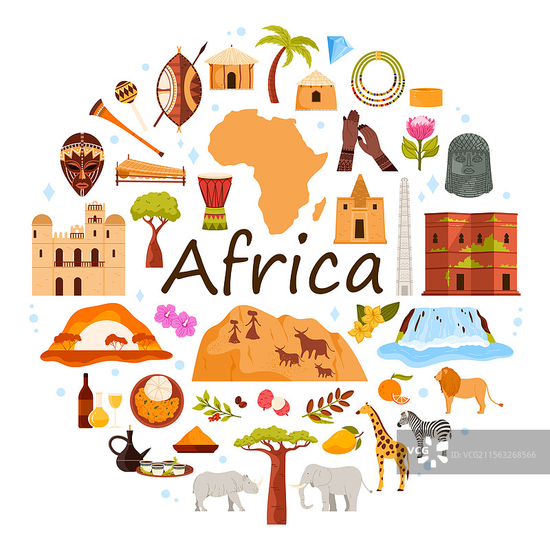 前往非洲，非洲文化元素与地图图片素材