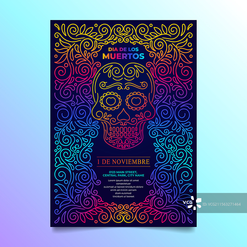 亡灵节宣传单 糖骷髅图片素材