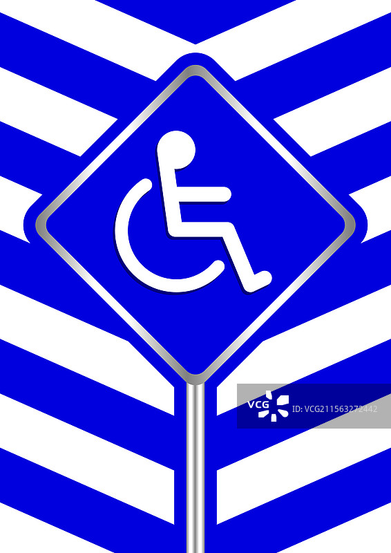 蓝色条纹框架上的残疾标志图片素材