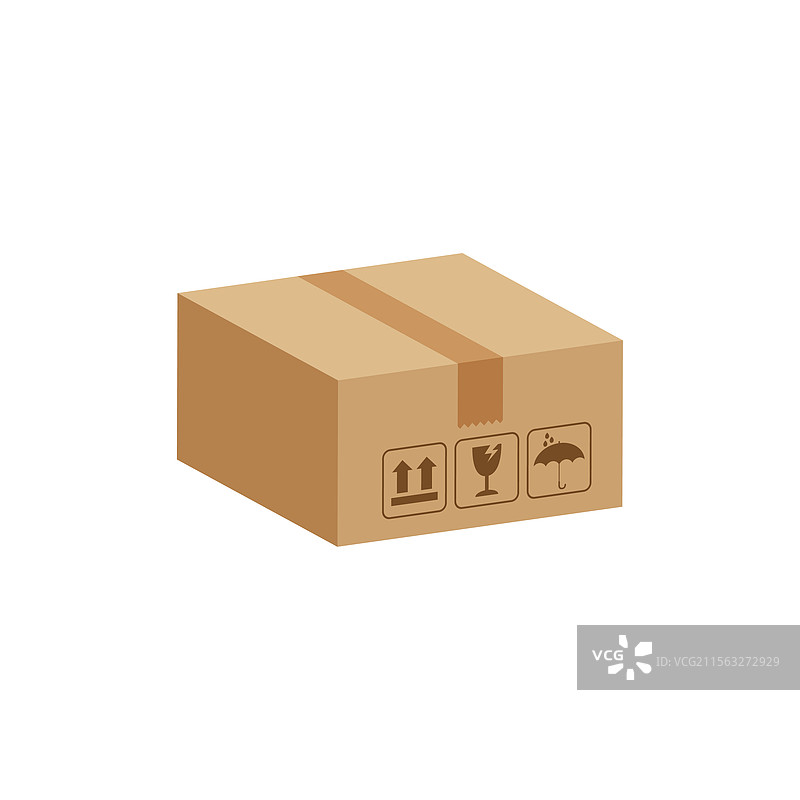 纸箱 3D 纸板箱 棕色 平面风格图片素材