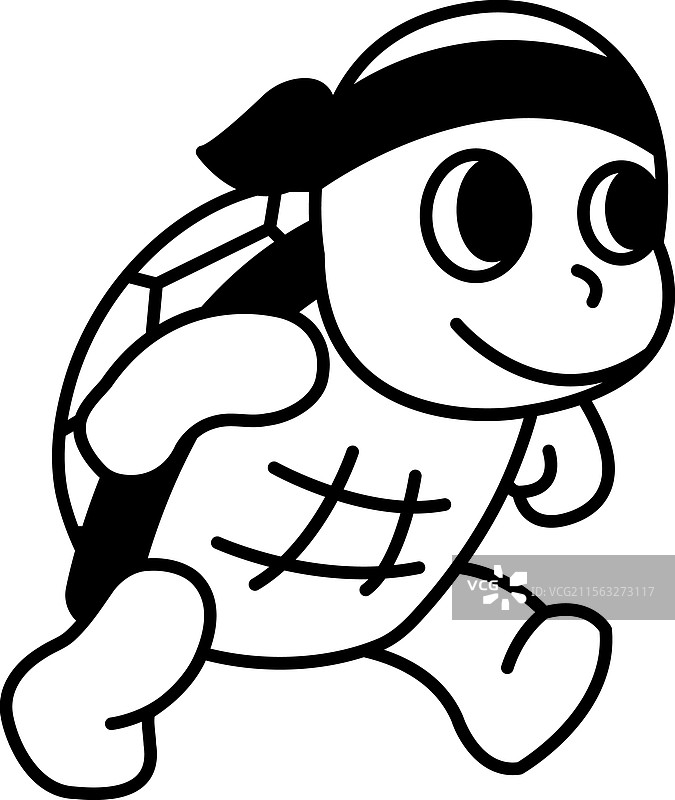 戴着头巾和发带的卡通乌龟图片素材
