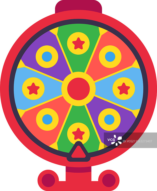 旋转的轮子，带有五彩斑斓的扇区和星星图片素材