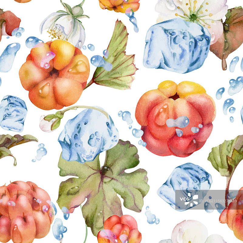 云莓和覆盆子在水花中飞溅图片素材