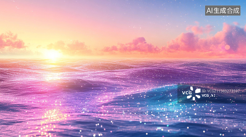 【AI数字艺术】梦幻蓝眼泪荧光海浪海滨夜景图片素材