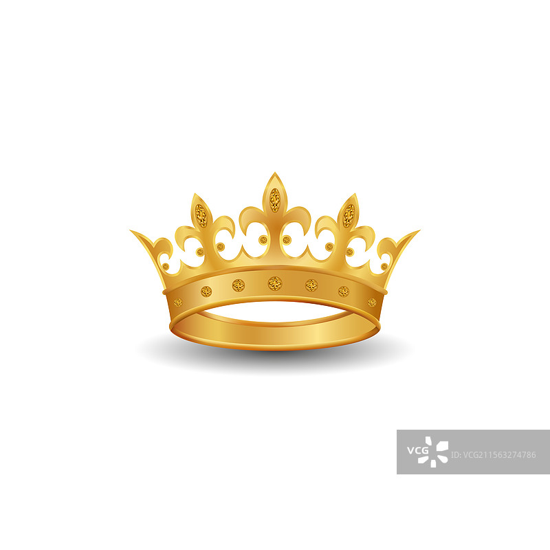 白色背景上的金色皇冠，镶嵌着钻石图片素材