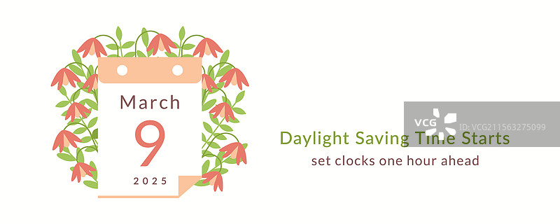 2025年3月9日开始夏令时日历图片素材