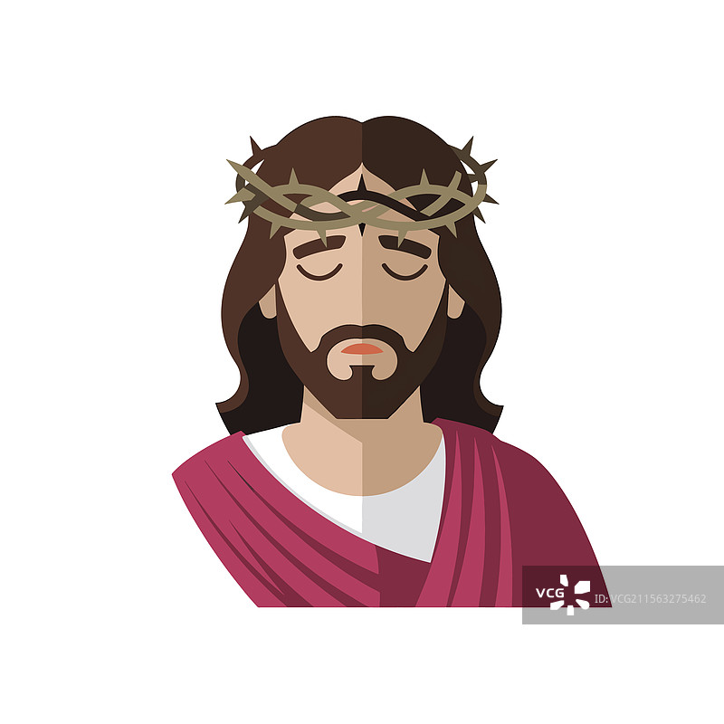 耶稣基督戴着王冠的扁平设计图片素材